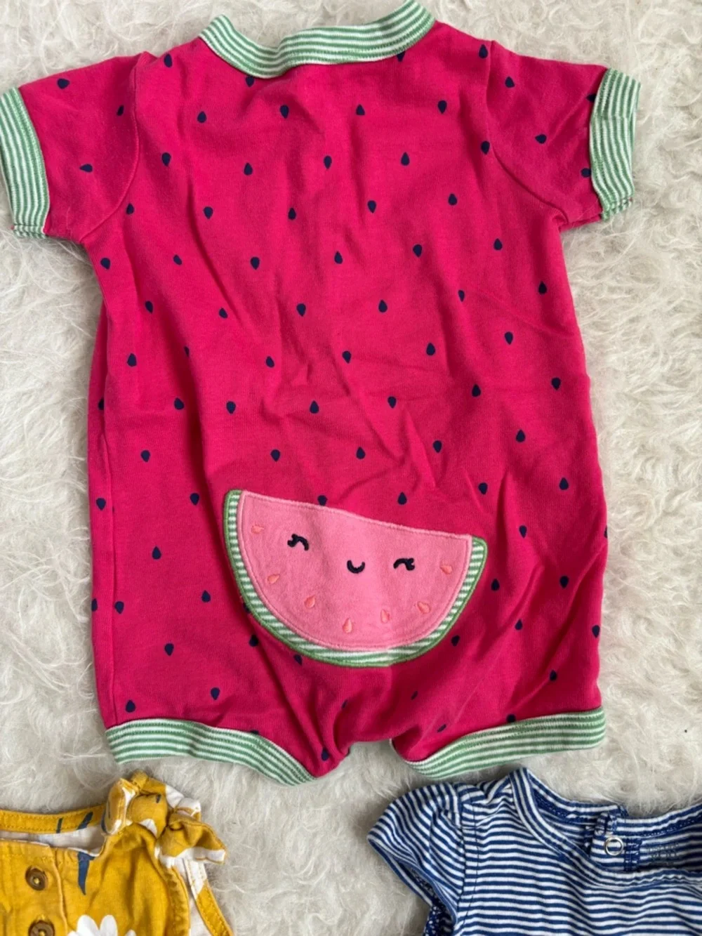 Carter's Baby Girl Set of 3 Summer Rompers, Floral & Fruits